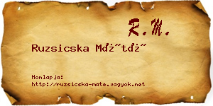 Ruzsicska Máté névjegykártya